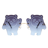 HK1022 - Kids Rimless Panda Shape Tinted Colored Children Sunglasses