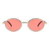 J2021 - Round Circle Retro Glitter Tinted Vintage Fashion Sunglasses