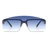 J2027 - Futuristic Retro Rimless Curved Brow-Bar Square Tinted Fashion Sunglasses