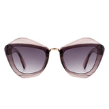 HS1138 - Women Square Fashion Irregular Cat Eye Sunglasses