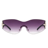 HW2031 - Women Rectangle Rimless Wraparound Shield Fashion Oversize Wholesale Sunglasses