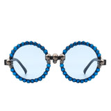 HS1170 - Round Retro Gothic Rhinestone Skull Punk Party Wholesale Sunglasses