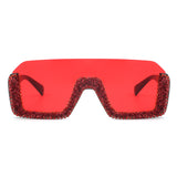 HS3008 - Square Half Frame Retro Oversize Fashion Sunglasses