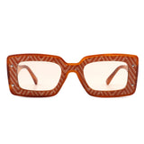 HS2052 - Rectangle Retro Flat Lens Tinted Fashion Square Sunglasses