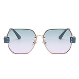 J3004 - Geometric Square Retro Metal Fashion Designer Sunglasses