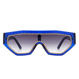 HS1136-1 - Geometric Oversize Glitter Square Fashion Women Sunglasses