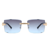 HW2047 - Rimless Square Retro Tinted Fashion Wholesale Sunglasses