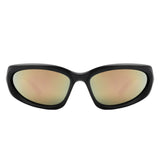 HS1152-1 - Sporty Rectangle Oval Y2K Wrap Around Unisex Fashion Sunglasses