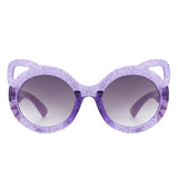 HK2031 - Girls Round Shaped Devil-Cat Ear Toddler Kids Wholesale Sunglasses