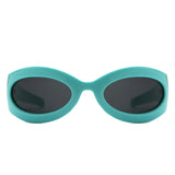 HS1187 - Oval Wrap Around Retro Round Fashion Wholesale Sunglasses