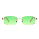 HW3011 - Rimless Rectangle Retro Tinted Fashion Square Vintage Sunglasses