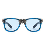 HS1171 - Rhinestone Gothic Skull Square Wholesale Sunglasses