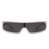 S2121-1 - Futuristic Wrap Around Fashion Rectangle Shield Sunglasses