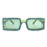 HS2020 - Rectangle Diamond Rhinestone Square Crystal Fashion Sunglasses