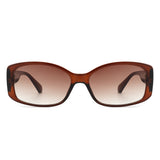 HS1104 - Rectangular Narrow Retro Tinted Fashion Square Sunglasses