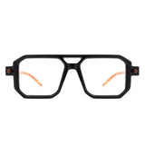 HS2065 - Retro Square Flat Top Brow-Bar Fashion Sunglasses