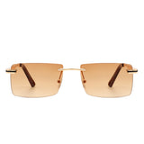 J2032 - Rectangle Rimless Retro Tinted Fashion Flat top Wholesale Sunglasses