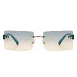 S2113 - Rectangle Retro Rimless Tinted Fashion Square Wholesale Sunglasses