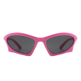 HS1153 - Rectangle Sport Shades Geometric Wrap Around Sunglasses