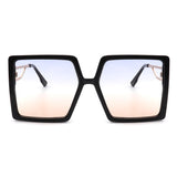 HS2008-1 - Square Oversize Flat Top Women Fashion Sunglasses