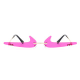 HW2012 - Rimless Decorative Narrow Tinted Checkmark Shape Slim Glasses