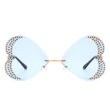 HW2030 - Rimless Butterfly Heart Shape Tinted Fashion Women Sunglasses