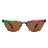 HS2082 - Women Retro Half Frame Square Fashion Cat Eye Sunglasses