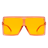 HS1096-3 - Oversize Flat Top Square Tinted Women Fashion Sunglasses