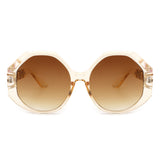 S2103 - Women Round Circle Geometric Fashion Oversize Sunglasses