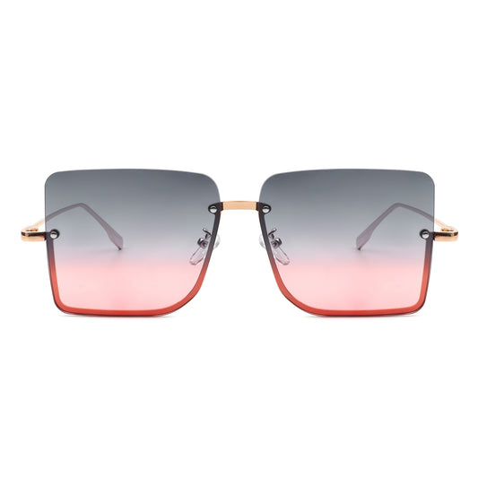 HJ2011 - Women Square Half Frame Oversize Retro Fashion Wholesale Sunglasses