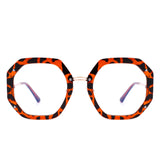 HBJ2101 - Round Geometric Circle Polygon Blue Light Blocker Glasses