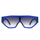HS1136 - Geometric Square Oversize Futuristic Fashion Sunglasses