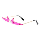 HW2012 - Rimless Decorative Narrow Tinted Checkmark Shape Slim Glasses
