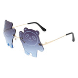 HK1022 - Kids Rimless Panda Shape Tinted Colored Children Sunglasses