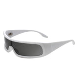 S2121-1 - Futuristic Wrap Around Fashion Rectangle Shield Sunglasses