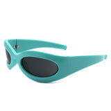 HS1187 - Oval Wrap Around Retro Round Fashion Wholesale Sunglasses
