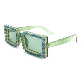 HS2020 - Rectangle Diamond Rhinestone Square Crystal Fashion Sunglasses