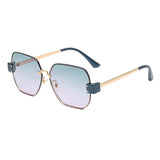 J3004 - Geometric Square Retro Metal Fashion Designer Sunglasses