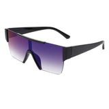 HS2051 - Square Retro Flat Top Rimless Oversize Sunglasses