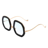 J3008 - Women Round Irregular Geometric Glitter Fashion Sunglasses