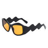 HS1210 - Square Oversize Irregular Wavy Temple Design Fashion Wholesale Sunglasses
