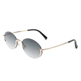 HW3017 - Retro Rimless Oval Circle Vintage Frameless Fashion Round Sunglasses