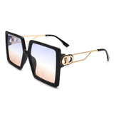 HS2008-1 - Square Oversize Flat Top Women Fashion Sunglasses