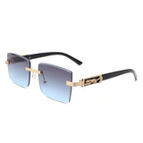 HW2047 - Rimless Square Retro Tinted Fashion Wholesale Sunglasses