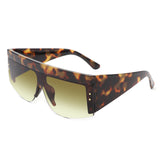 HS2027 - Square Half Frame Retro Flat Lens Vintage Fashion Sunglasses