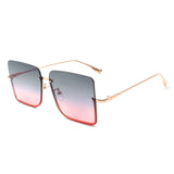 HJ2011 - Women Square Half Frame Oversize Retro Fashion Wholesale Sunglasses