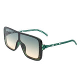 HS2059 - Square Fashion Flat Top Oversize Retro Sunglasses
