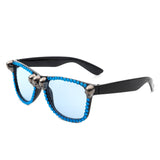 HS1171 - Rhinestone Gothic Skull Square Wholesale Sunglasses