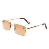 J2032 - Rectangle Rimless Retro Tinted Fashion Flat top Wholesale Sunglasses