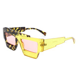 S2124 - Square Futuristic Flat Top Irregular Two-Tone Fashion Wholesale Sunglasses